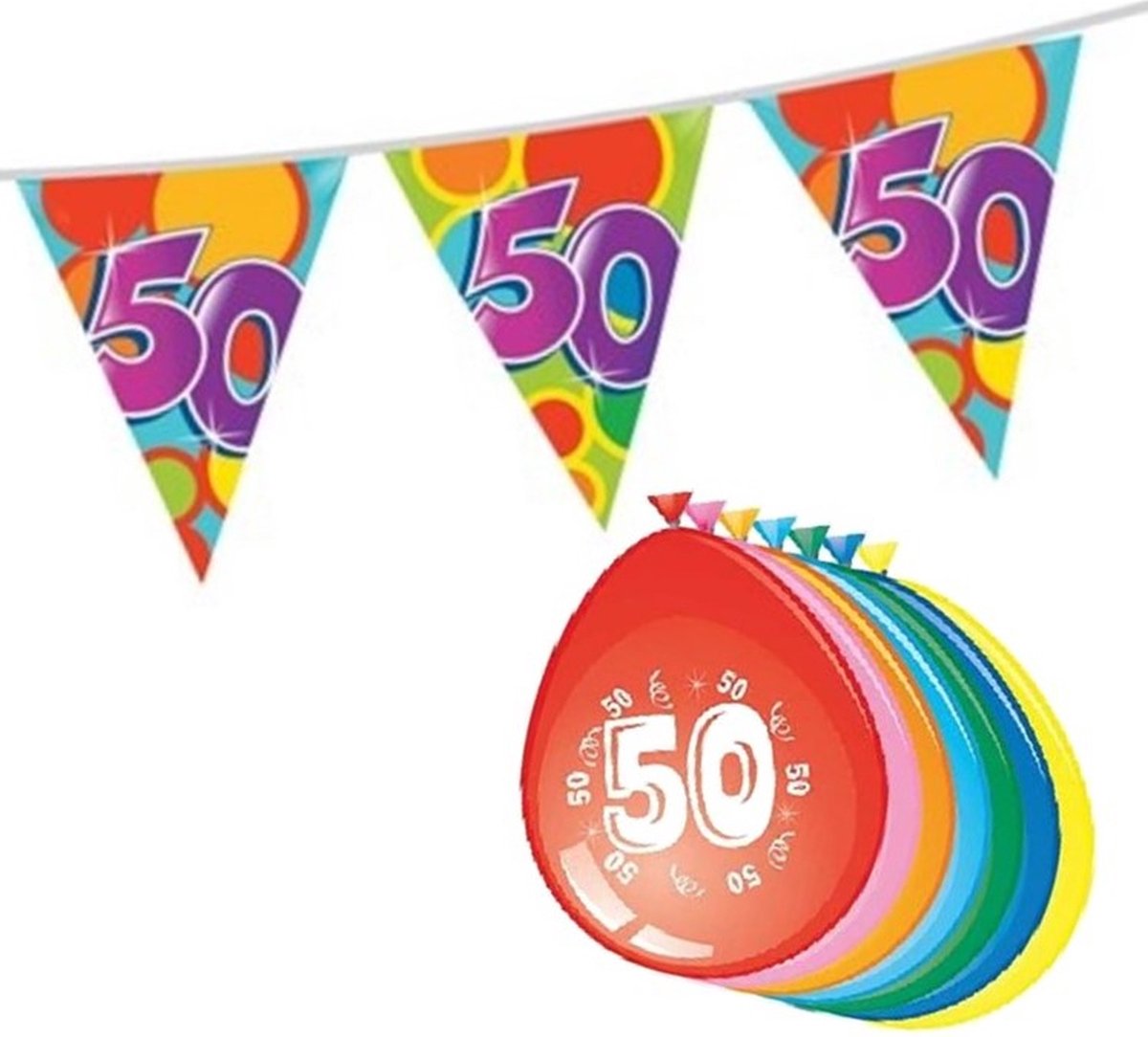 50 jaar feest versiering pakket vlaggenlijn en ballonnen set.