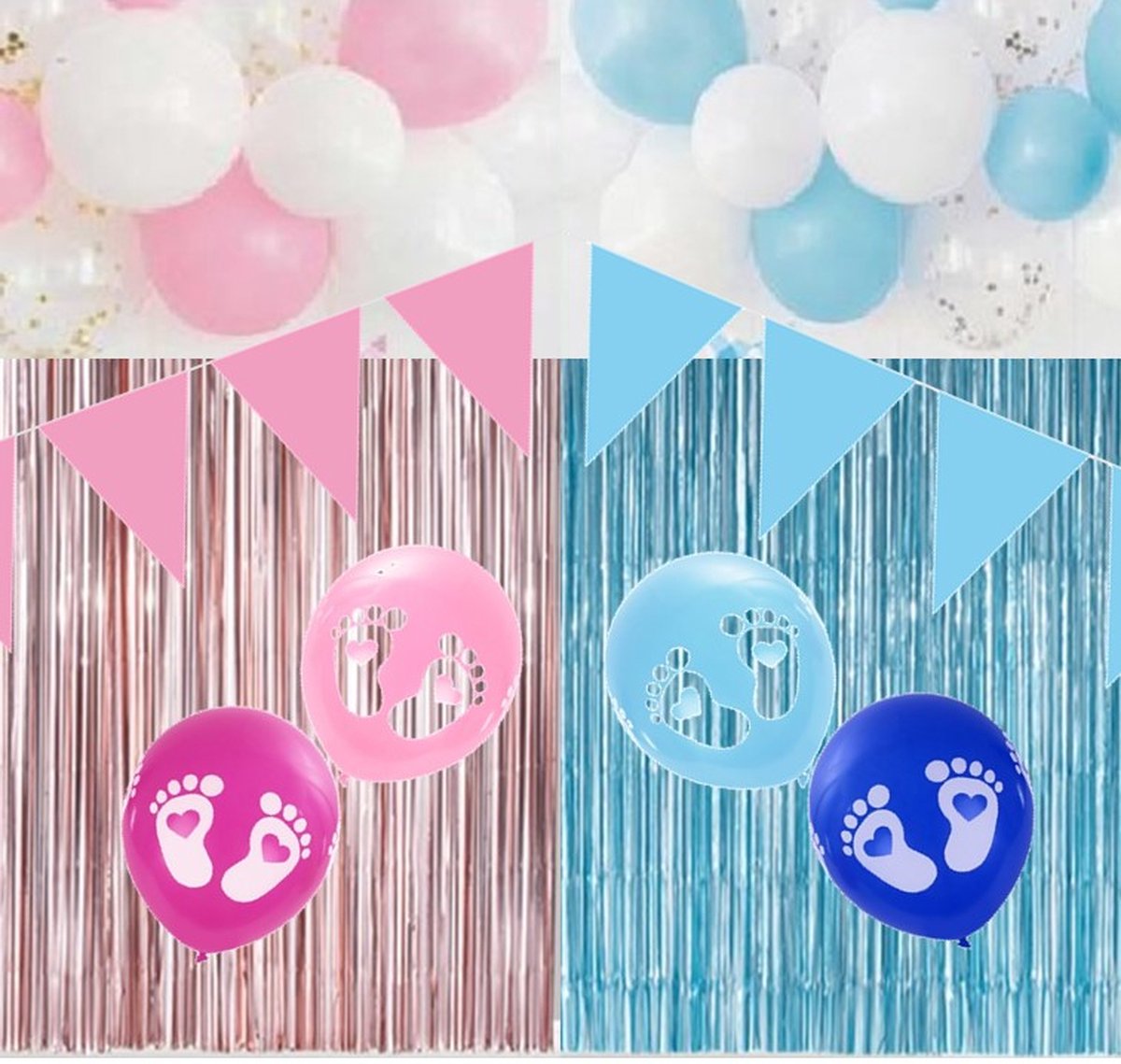 Baby gender reveal party Feestpakket versiering - Boy or Girl - 8 delig.