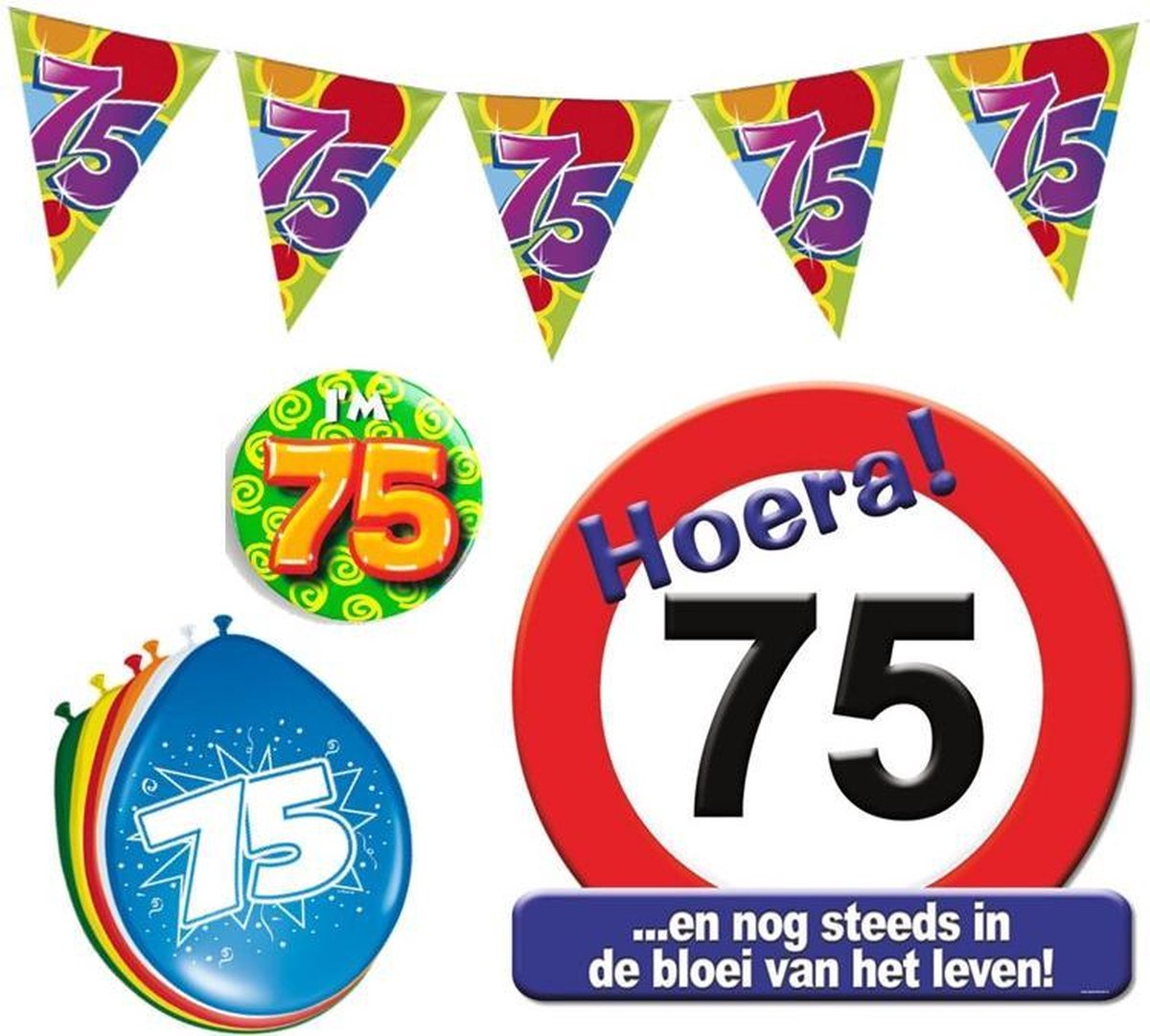 Feest pakket versiering 75 jaar – 4 delig.