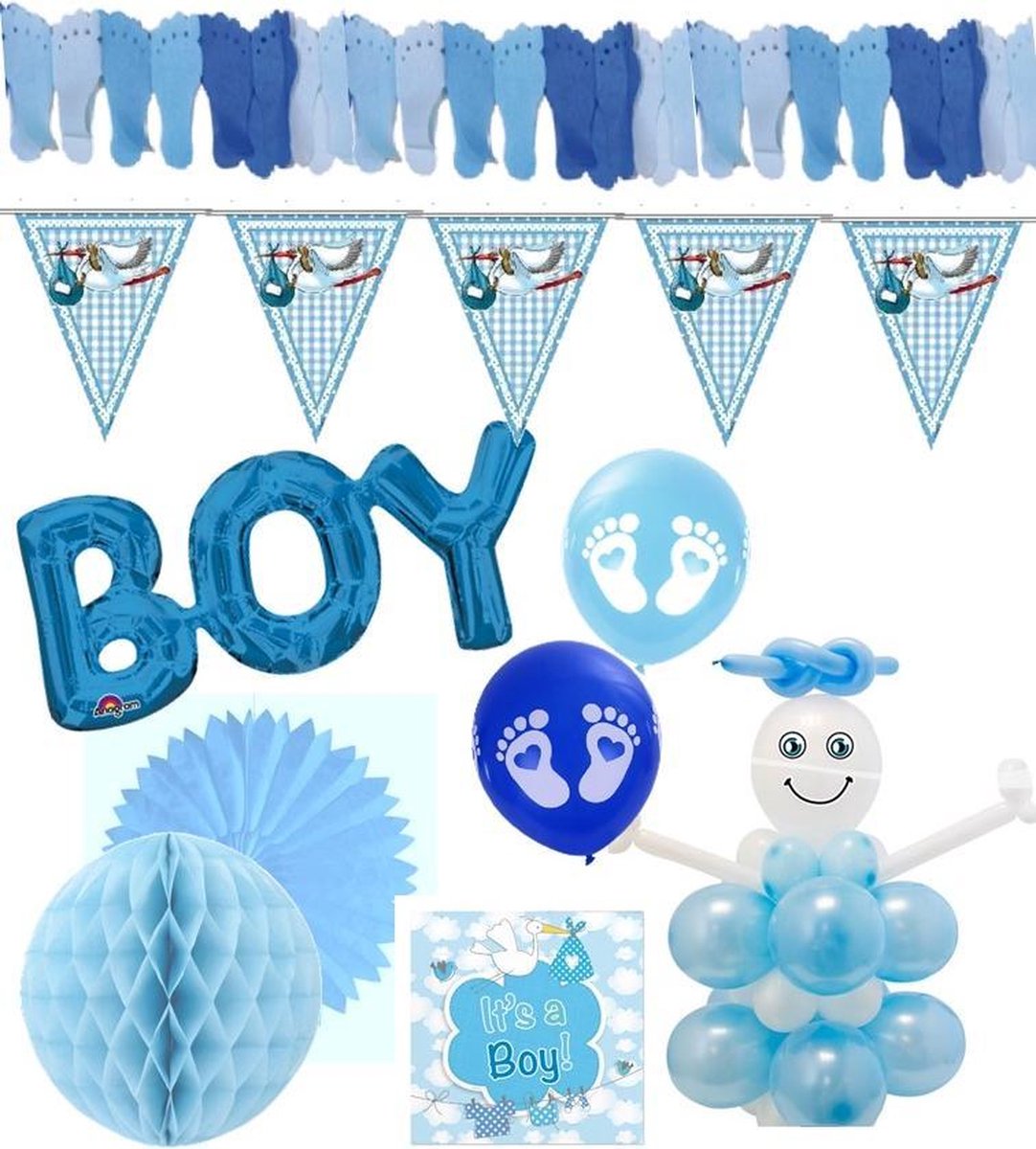 Feestpakket geboorte - babyshower - JONGEN - 8 delig