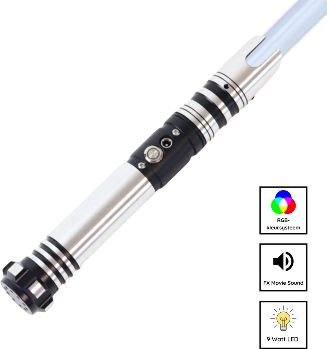 Relentless Star Wars Lightsaber - RGB 11 Kleuren en Geluid - Lightsaber - Lichtzwaard - Star Wars Lichtzwaard - Laser Zwaard voor Duelleren - Aluminium Handvat - 114 CM - Zwart