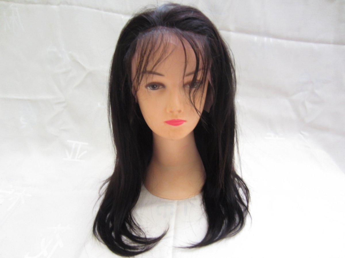 Lace Full Wig braziliaanse Silky Straight Kleur:1B Black 41cm