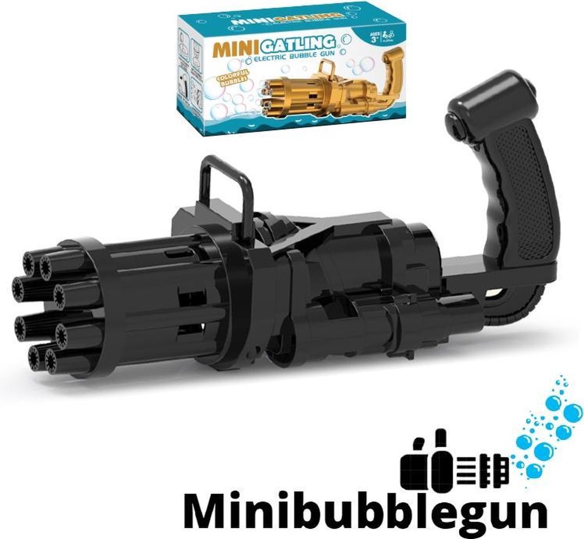 MiniBubblegun® - bellenblaas machine (Zwart) - Bellenblaasmachine - Bellenblaas pistool - Automatische bellenblaas machine - Werkt op AA batterijen