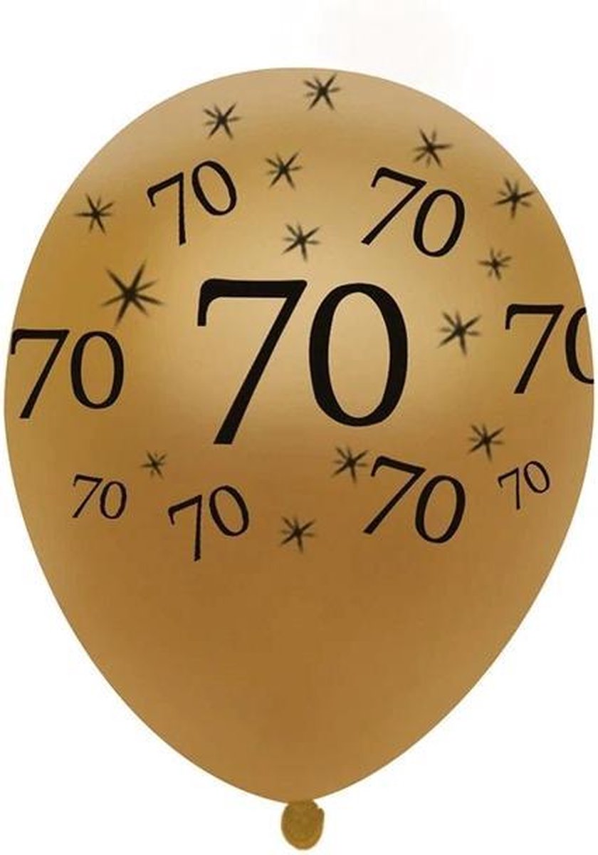 JDBOS ® 10 ballonnen (goud) met zwarte opdruk verjaardag 70 jaar