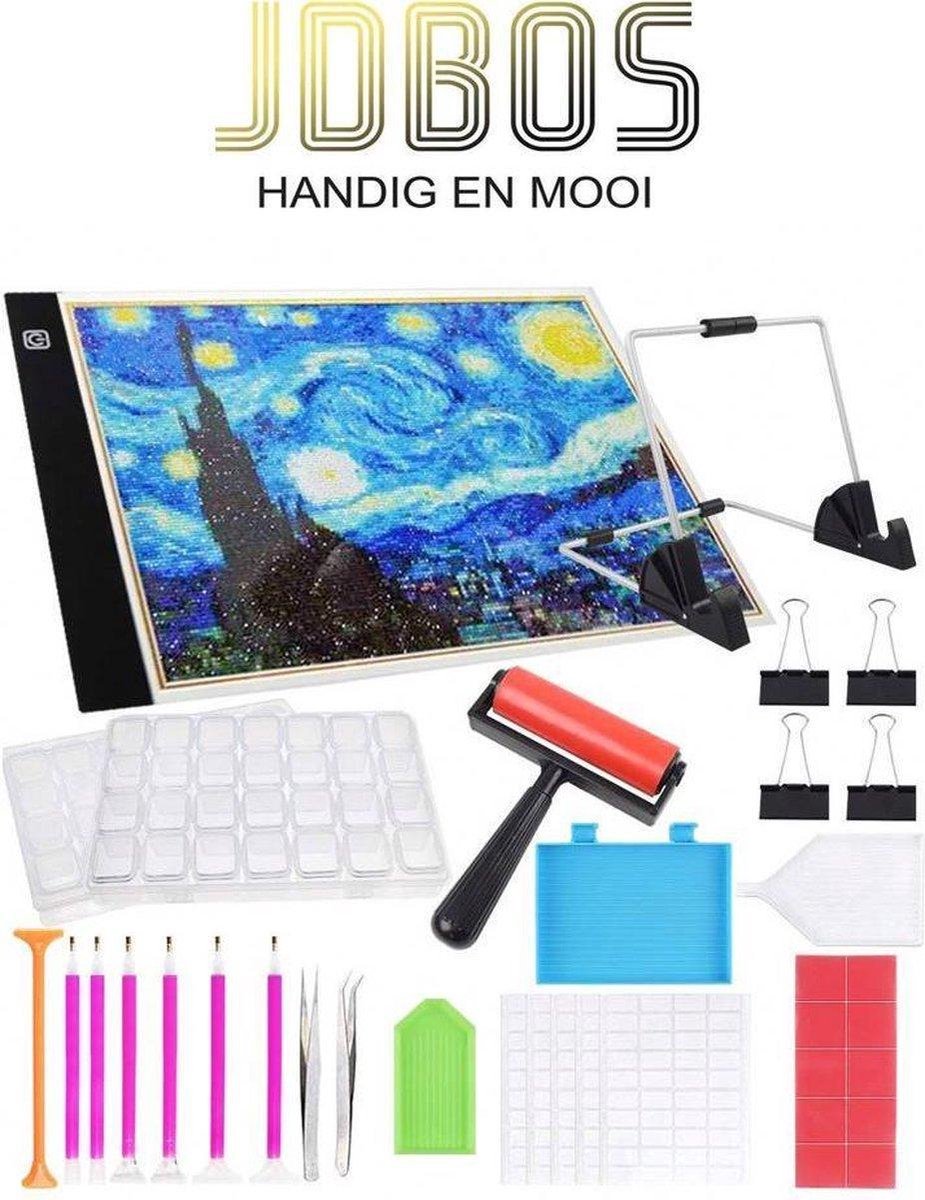 JDBOS ® Diamond painting lichtbak A3 - accessoires set XXL met lightpad - 36-delig