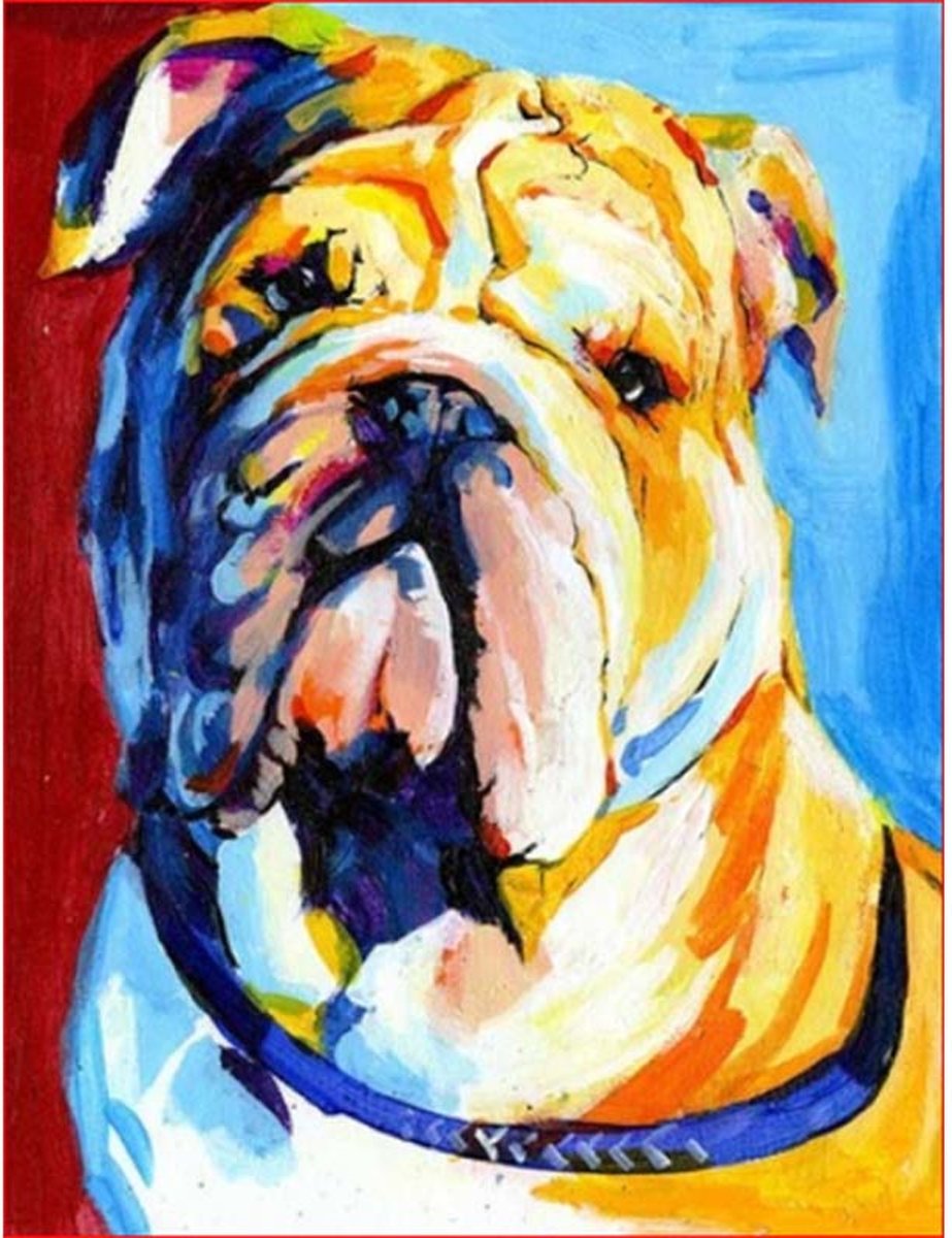 JDBOS ® Schilderen op nummer - Bulldog hond - Dieren - Verven volwassenen - 40x50 cm