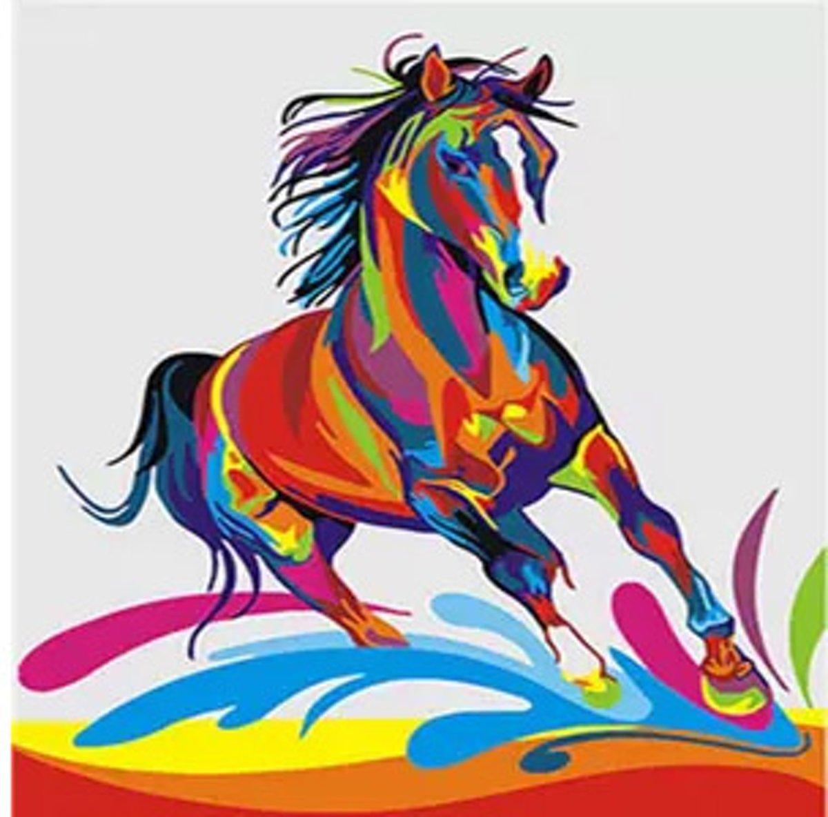 JDBOS ® Schilderen op nummer -  Gekleurd paard - Colorful horse - Paint by numbers - Verven volwassenen - 40x50 cm