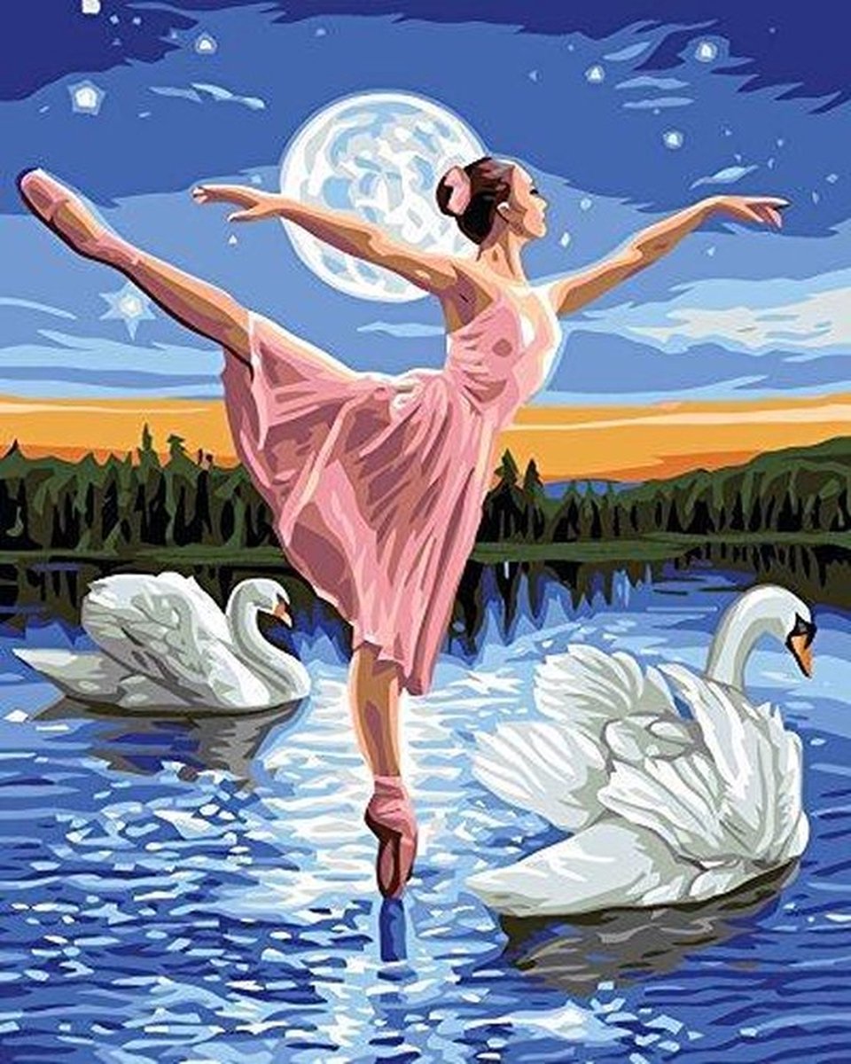 JDBOS ® Schilderen op nummer Volwassenen - Ballet tussen de zwanen - Verven volwassenen - 40x50 cm