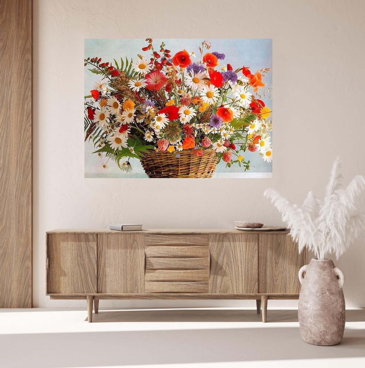 JDBOS ® Schilderen op nummer met frame (hout) -  Mand met kleurrijke bloemen - Verven volwassenen - 40x50 cm