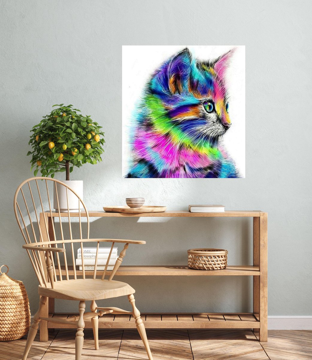 JDBOS ® Schilderen op nummer met frame (hout) - Poes / kitten - Verven volwassenen - 40x50 cm