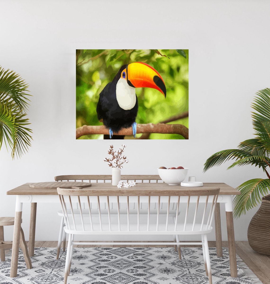 JDBOS ® Schilderen op nummer met frame (hout) - Toekan vogel  - Verven volwassenen - 40x50 cm