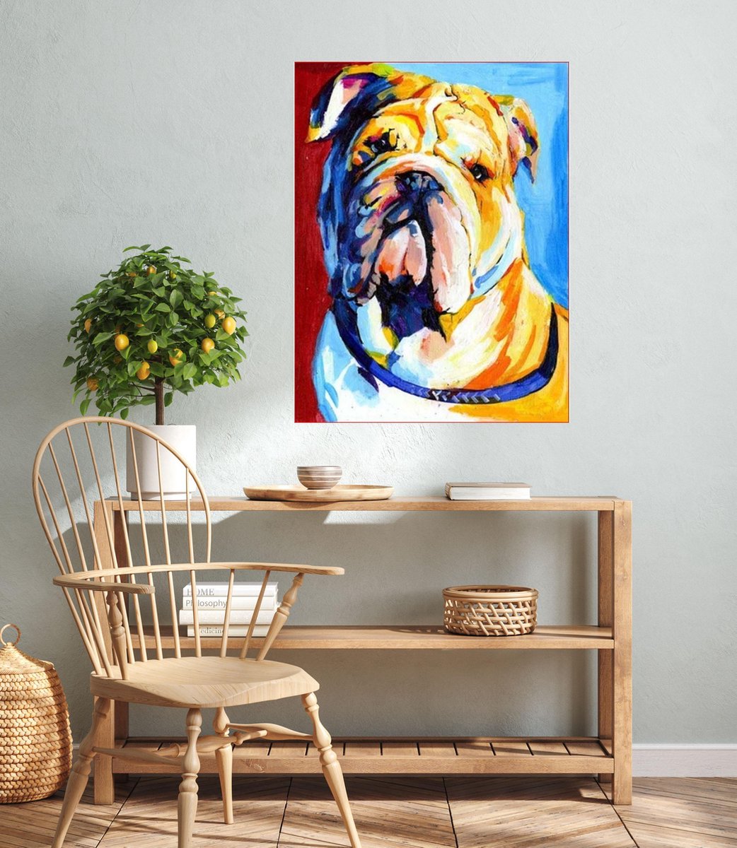 JDBOS ® Schilderen op nummer met frame (hout) – Bulldog hond - Verven volwassenen - 40x50 cm