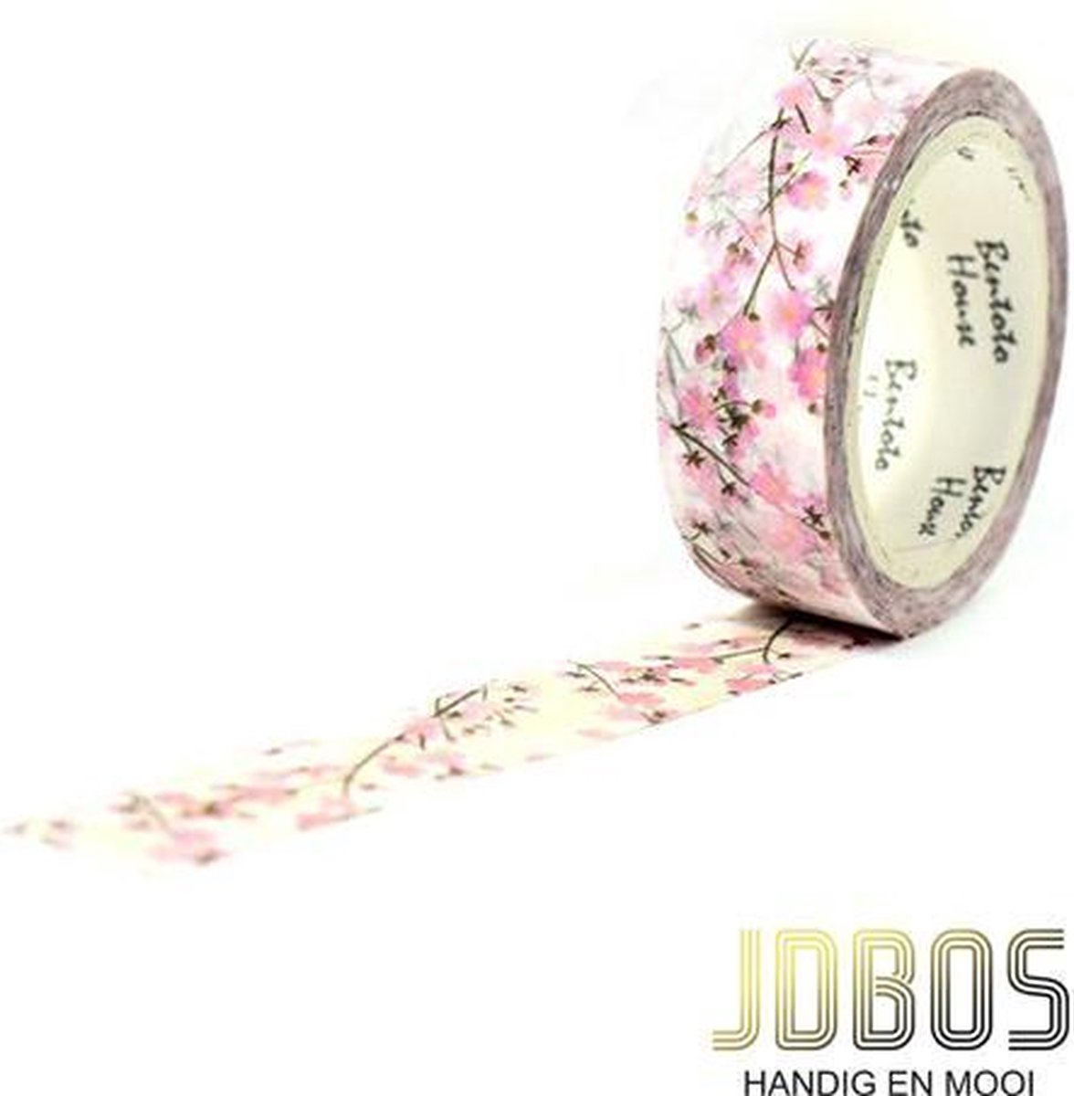 JDBOS ® Washi tape Roze bloesem - 15 mm breed – 7 meter lang