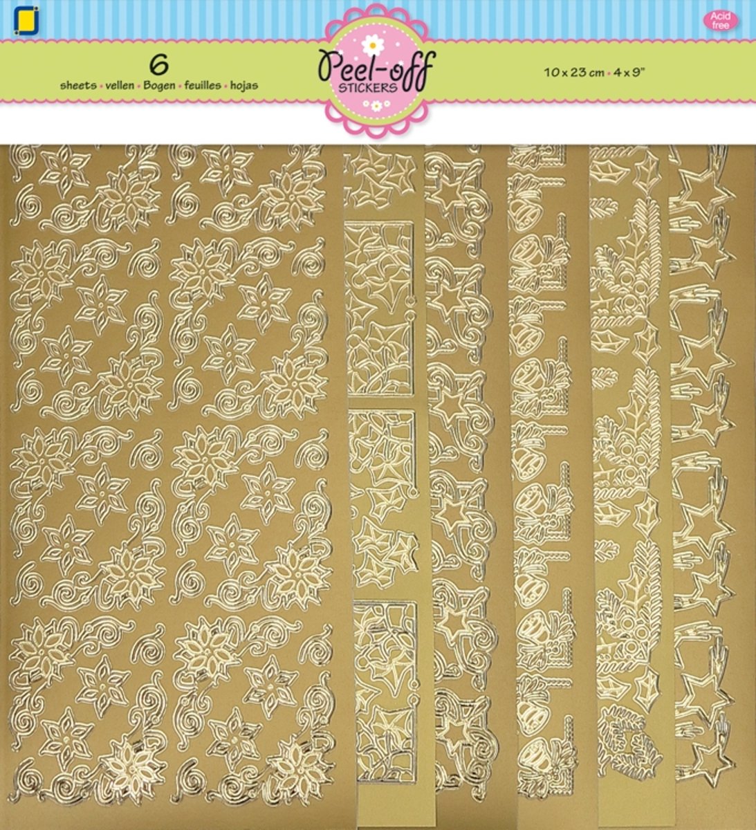 6-Pak Kerst hoeken Goud