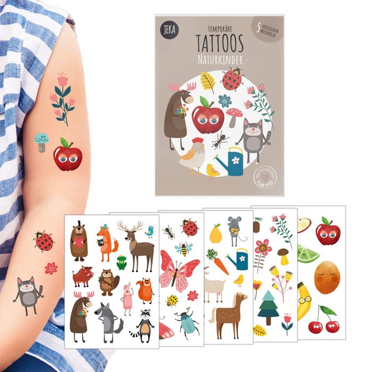 Kinder Tattoo- Tattoo voor kinderen - Tattoo set Natuur - Natuur - Verwijderbare Tattoo - Tijdelijke Tattoo voor kinderen - Uitdeelcadeautjes - Verschillende motieven