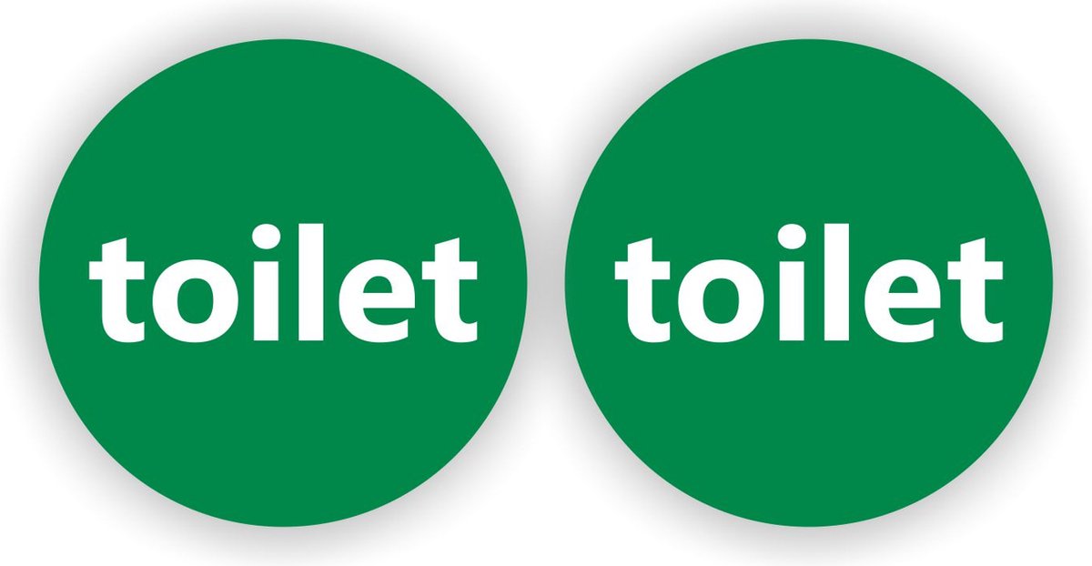 Tekst sticker TOILET set 2 stickers groen