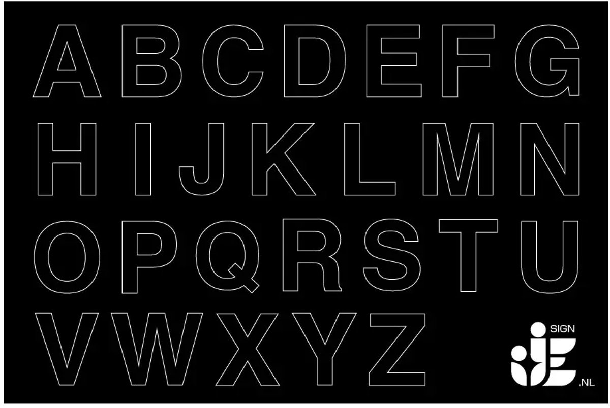 Letter stickers alfabet A-Z op vel - zwart - 2,5 cm letterhoogte