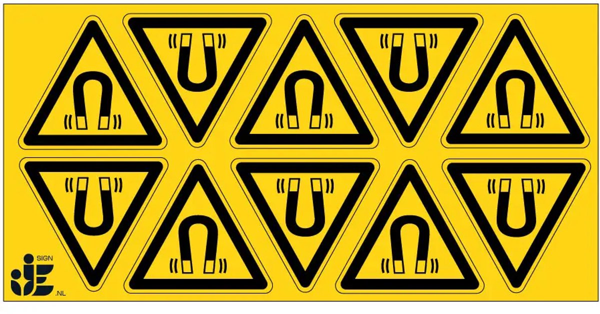 Magnetisch veld waarschuwingssticker - W006 - 2,5 cm - 10 stuks per vel