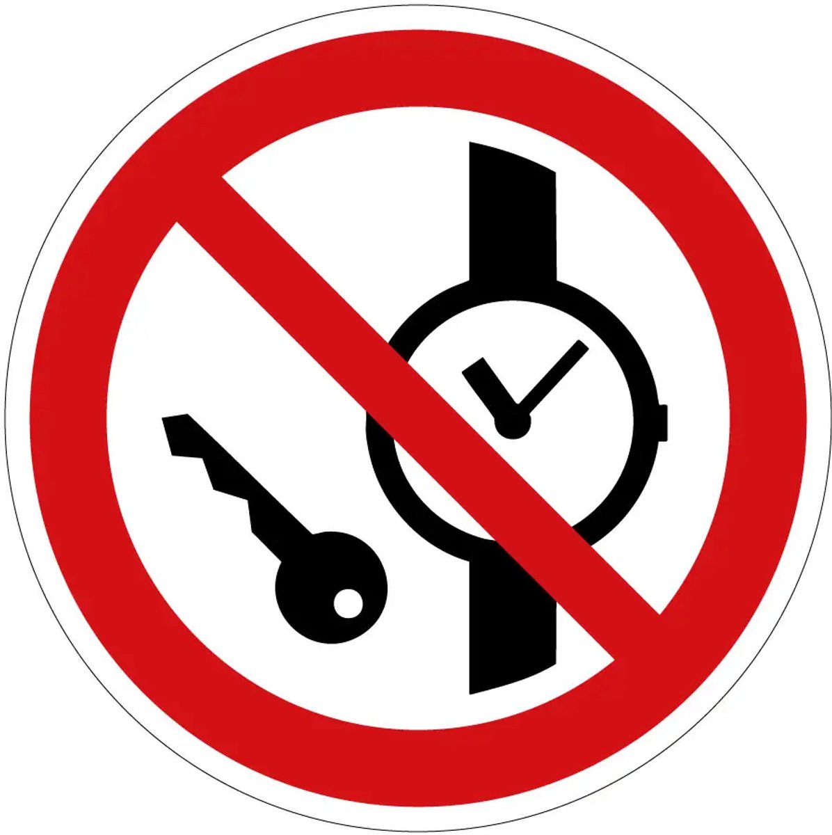 Metalen voorwerpen verboden verbodssticker - P008 - 20 cm