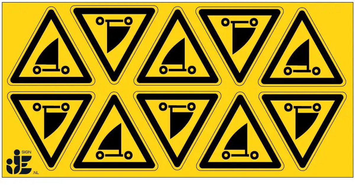 Strandzeilen waarschuwingssticker - W059 - 2,5 cm - 10 stuks per vel