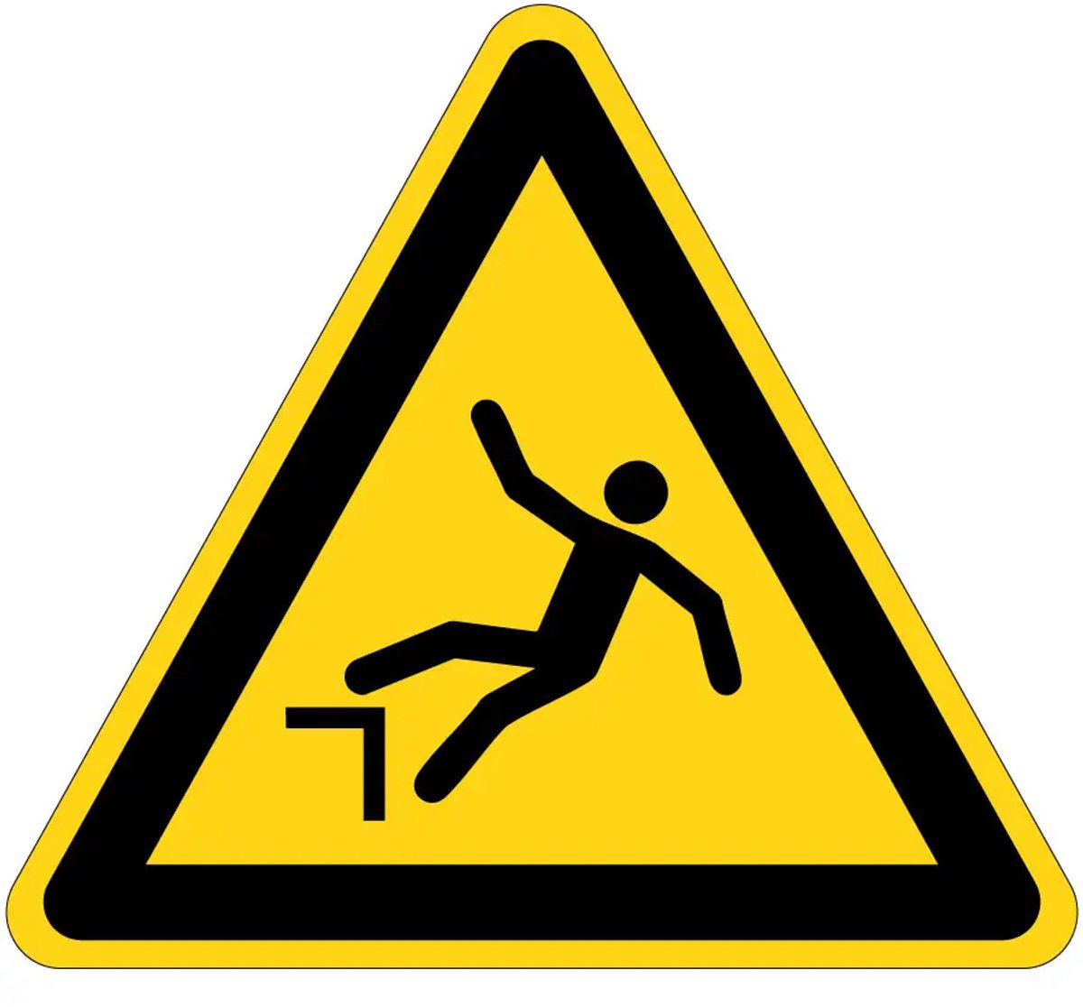 Valgevaar waarschuwingssticker - W008 - 30 cm