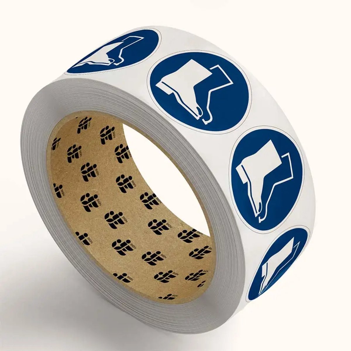 Veiligheidsschoenen verplicht stickers op rol - M008 - 7,5 cm - 318 stickers per rol