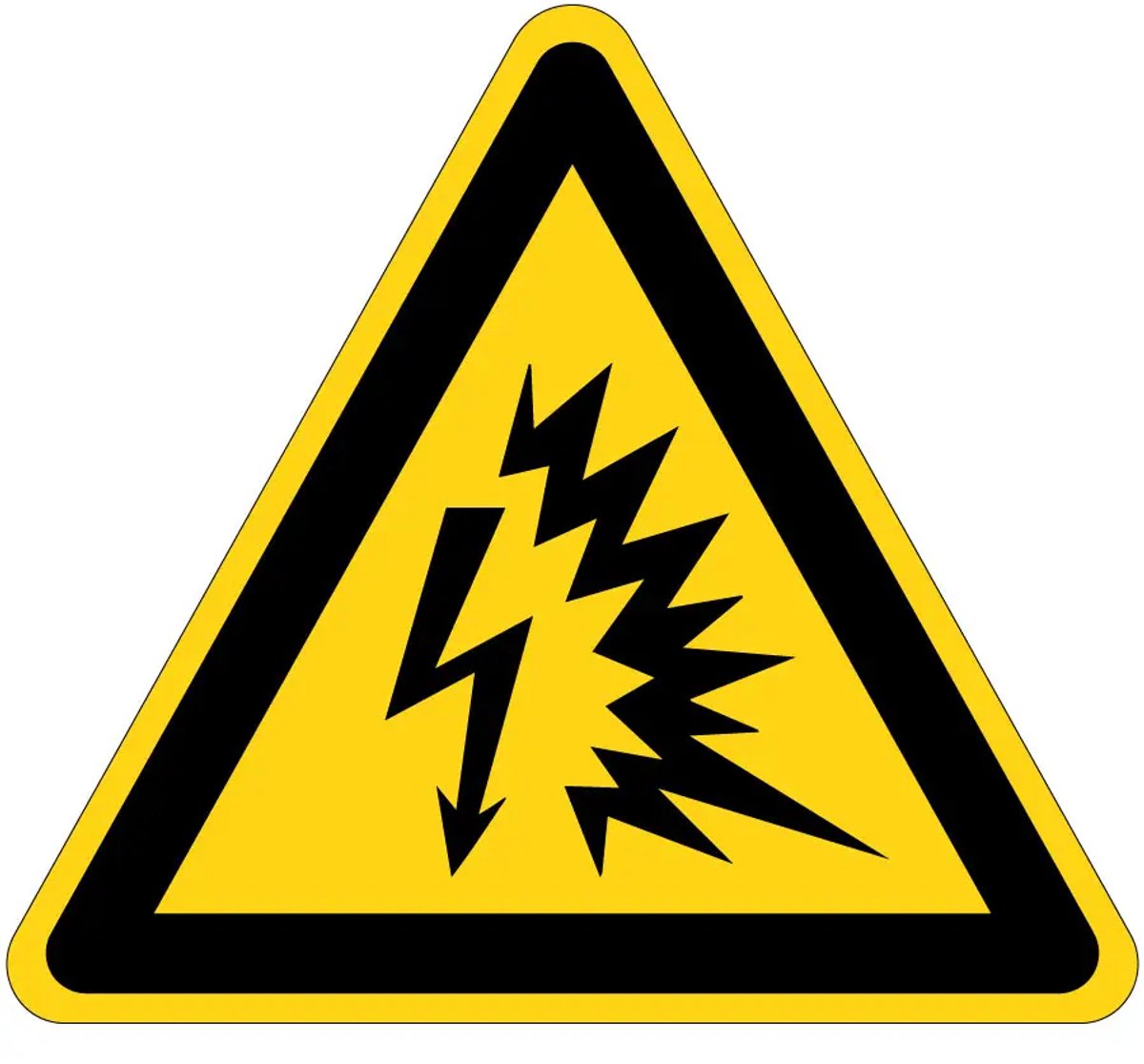 Vlamboog waarschuwingssticker - W042 - 10 cm