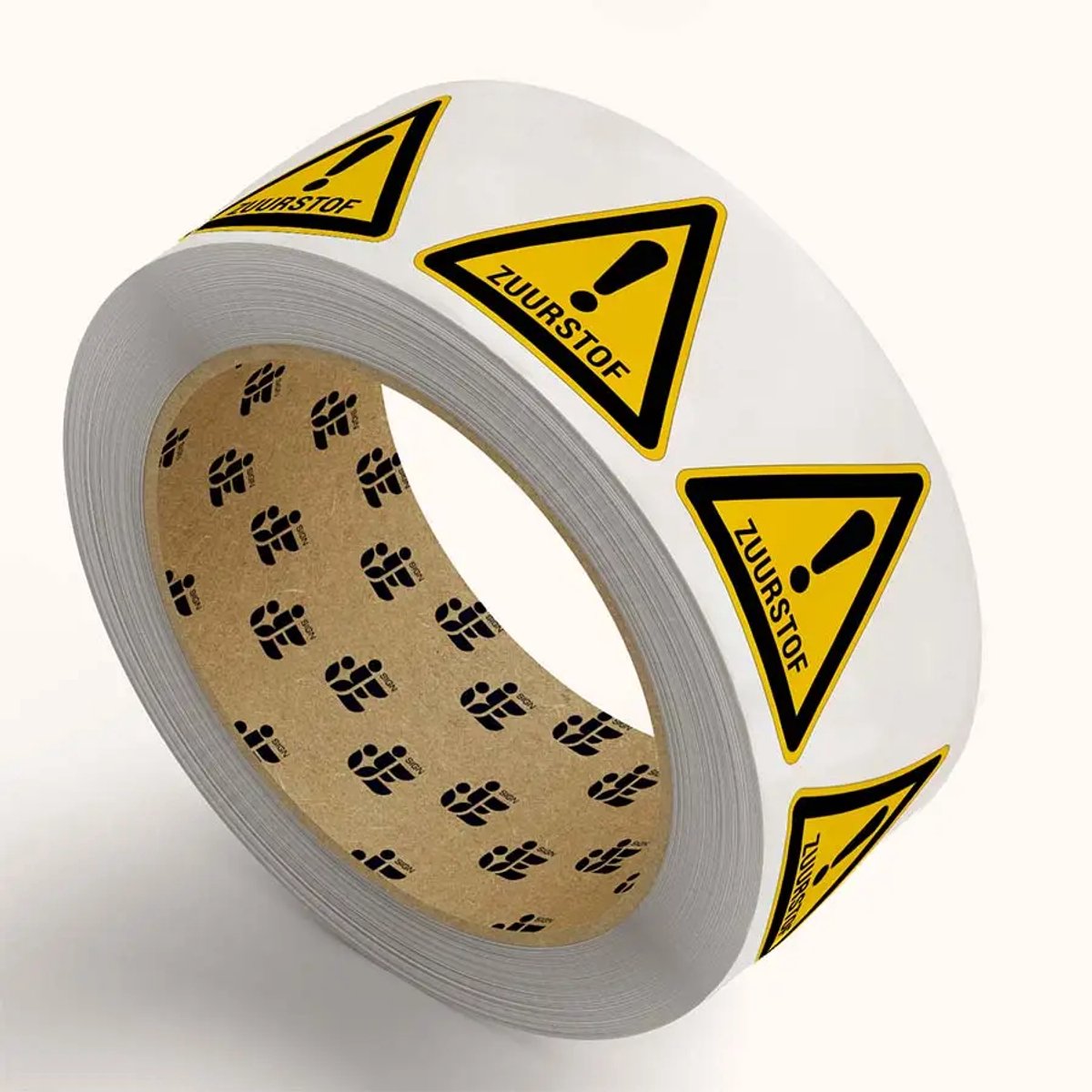 Zuurstof waarschuwingsstickers op rol - 20 cm - 106 stickers per rol