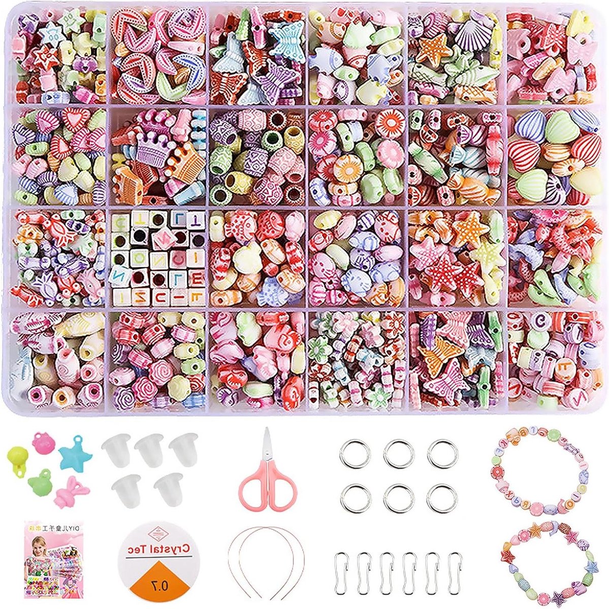   Premium - Houten Kralen Set 400 Stuks inclusief Naald en Draad - DIY Kralen voor Sieraden - Vriendschapsarmbanden - Sea World Thema