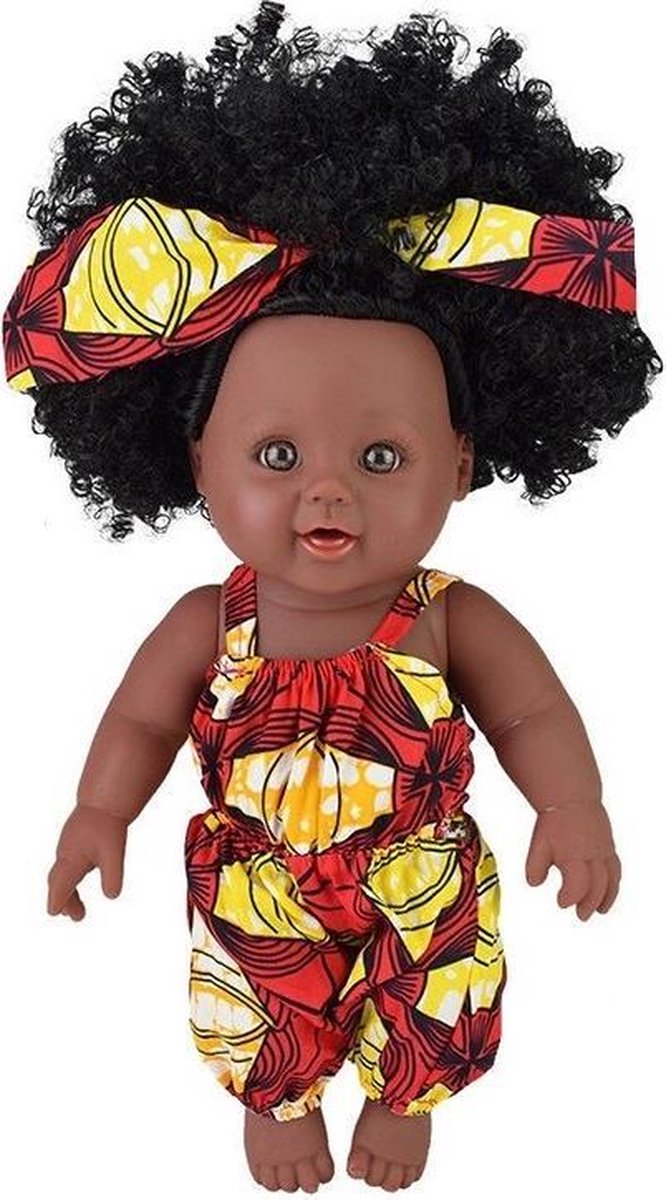 BonitaBebe Black Doll Rood - Bruine pop met zwarte krullen