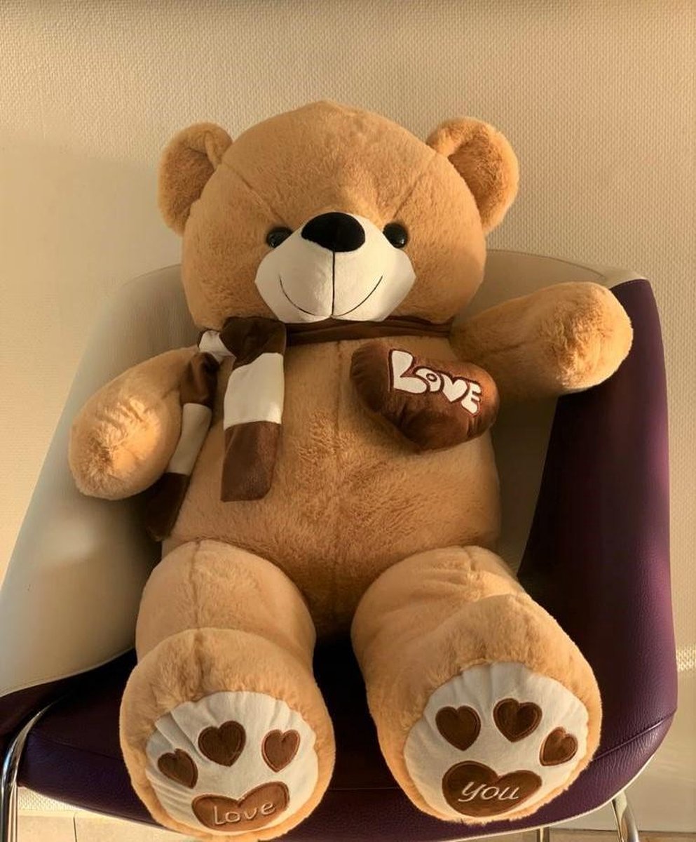 Grote Knuffelbeer - Teddybeer Pluche - Valentijn Knuffel  - 95 cm / 1m groot