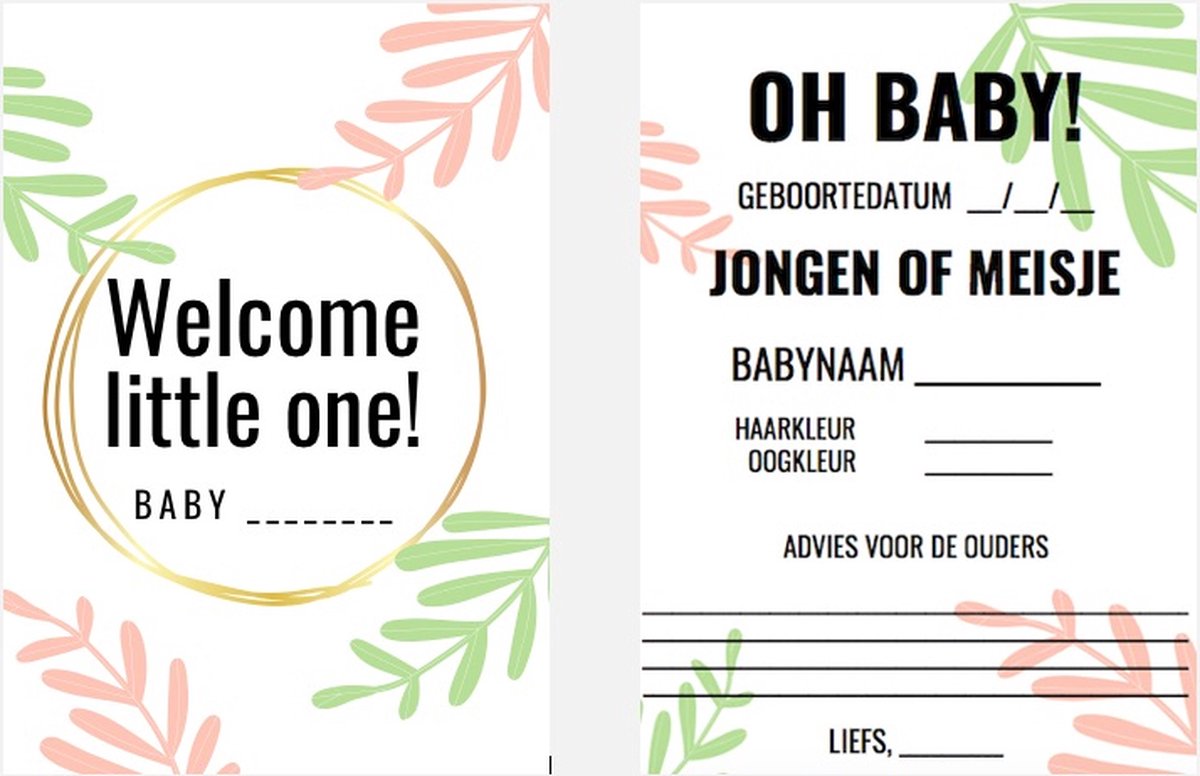 Babyshower invulkaarten - Gender reveal kaarten - Oh baby - babyvoorspellingen - baby kaarten - oh baby - boy or girl - jongen of meisje - Gender reveal - jungle - 25 stuks A6 formaat