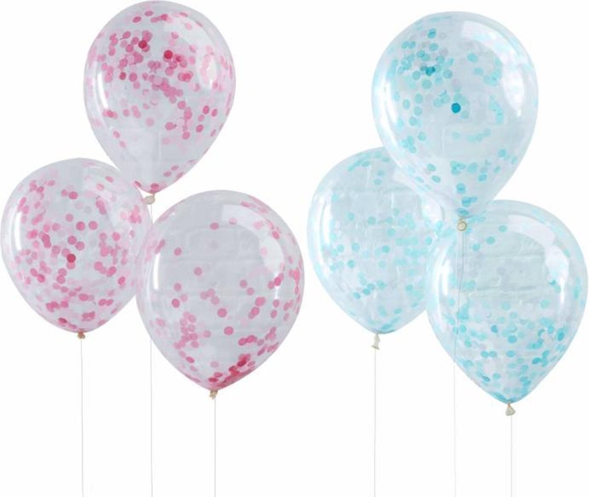 Confetti ballonnen roze en blauw - 24 stuks - Verjaardag - Gender Reveal - Babyshower - Luxe Gender Reveal