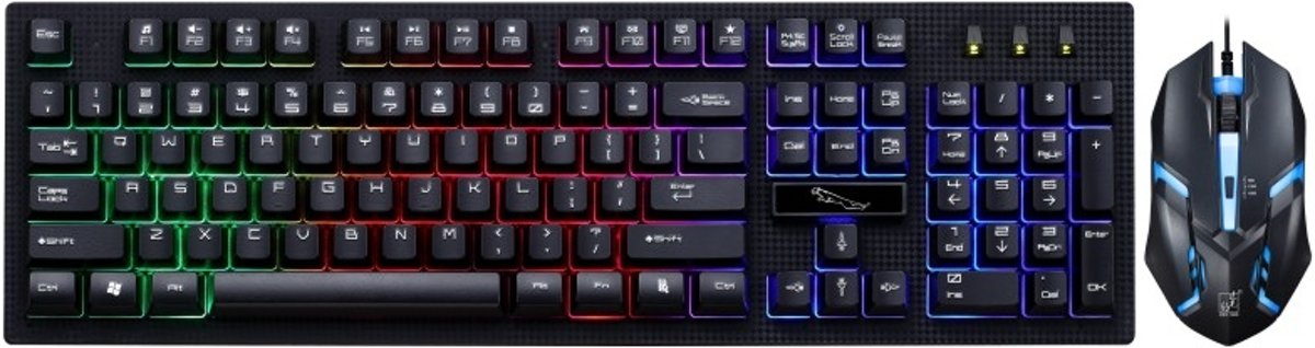 Professionele Gaming Keyboard + Muis Set ZGB G20 - USB Bedraad - 104 Toetsen Regenboog LED Backlit Multimedia Ergonomisch Gamer Toetsenbord + 1600 DPI 4 Knoppen Optical Game Muizen - Led Verlichting 6 Kleuren - Game - USB Aansluiting - Qwerty