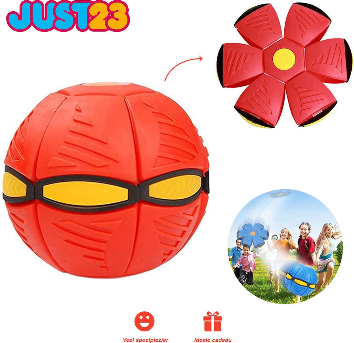 JUST23 Phlat Ball Rood - Frisbee Bal - Frisball - Decompressie bal - Buiten speelgoed