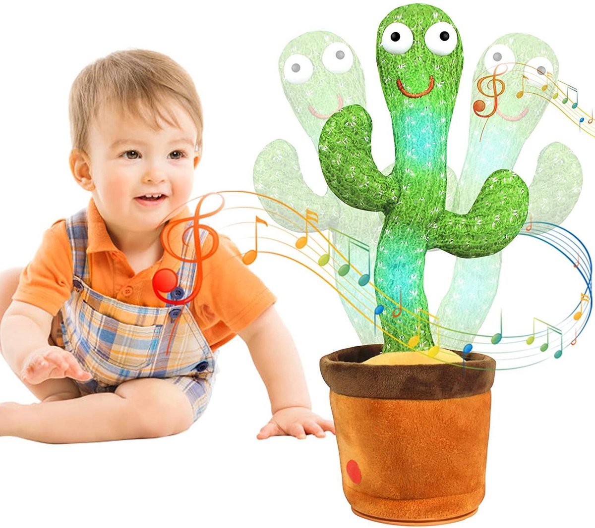 JUST23® Dansende cactus speelgoed - Tiktok - Decoratie - Dancing cactus - Recorder - Baby - Inclusief batterijen