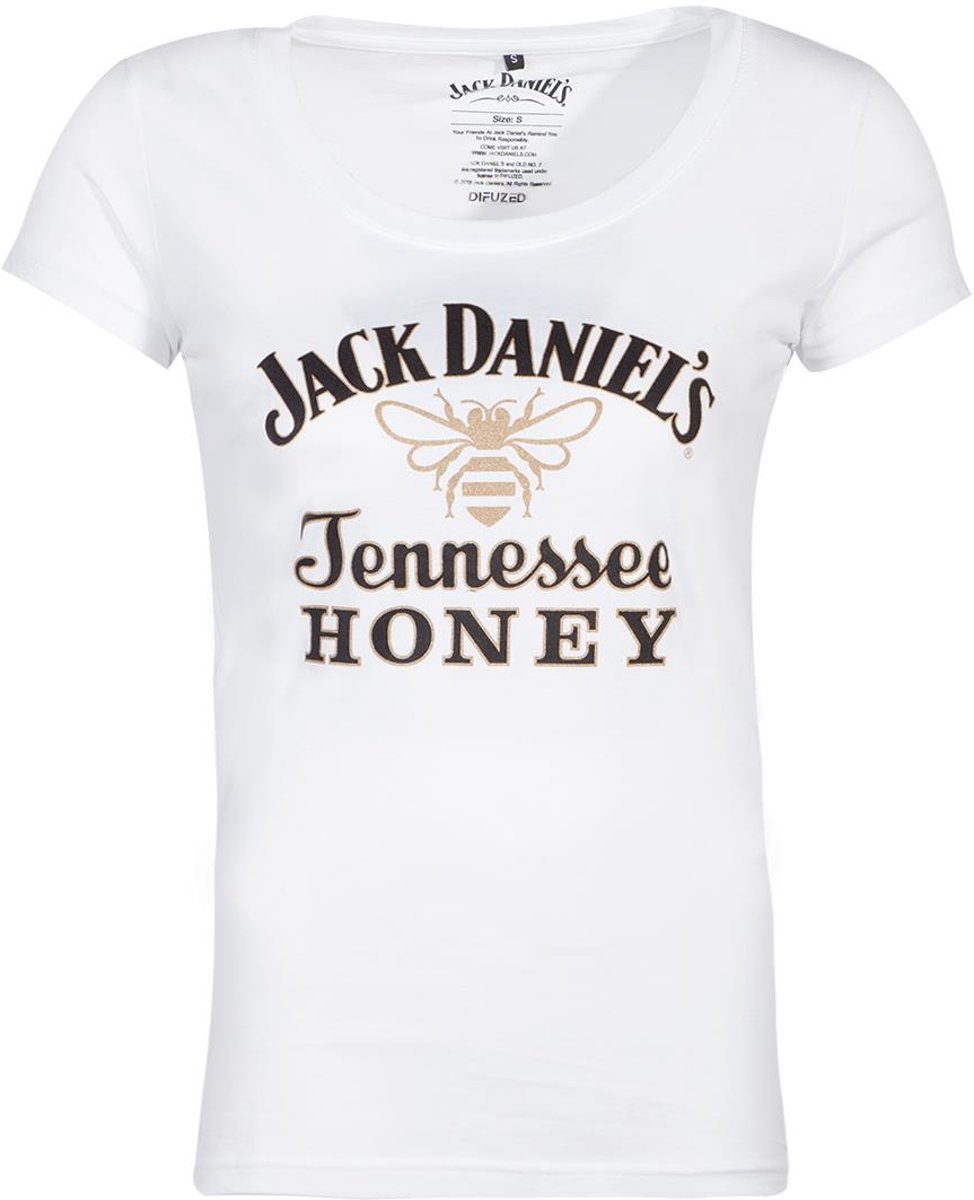 Jack Daniels Dames Tshirt -M- JD Honey Wit