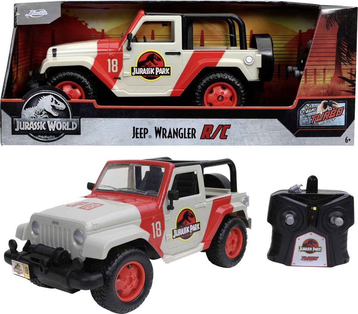 JADA TOYS 253256000 Jurassic Park RC Jeep Wrangler 1:16 RC auto Elektro Terreinwagen