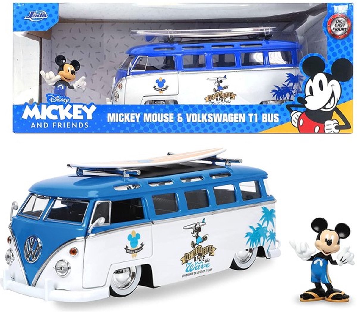 Jada Toys - Disney Mickey And Friends - Mickey Mouse & Volkswagen T1 Bus - 1:24