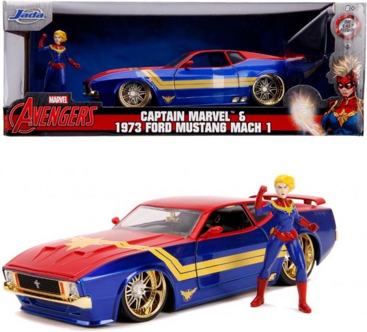 Marvel Die Cast Captain Marvel 1973 Ford Mustang Mach 1 1:24