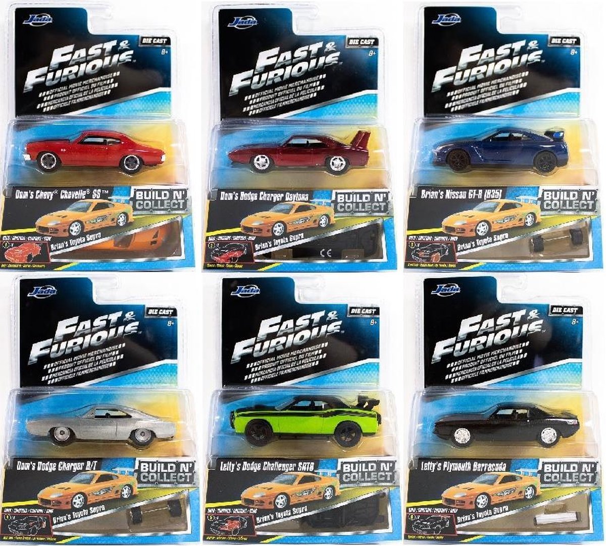 Fast & Furious - Build n Collect Die Cast Set van 6 + 1