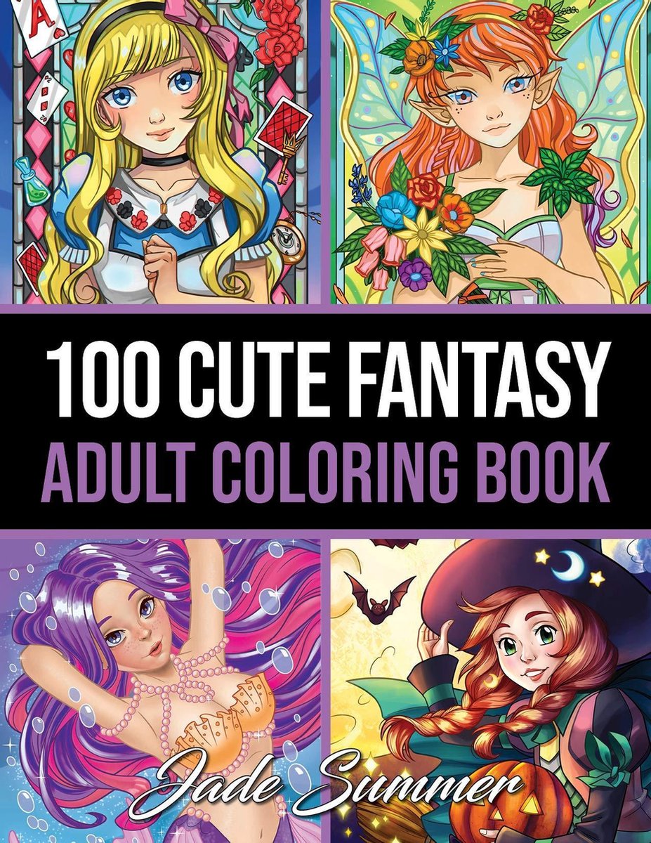 100 Cute Fantasy Coloring Book - Jade Summer