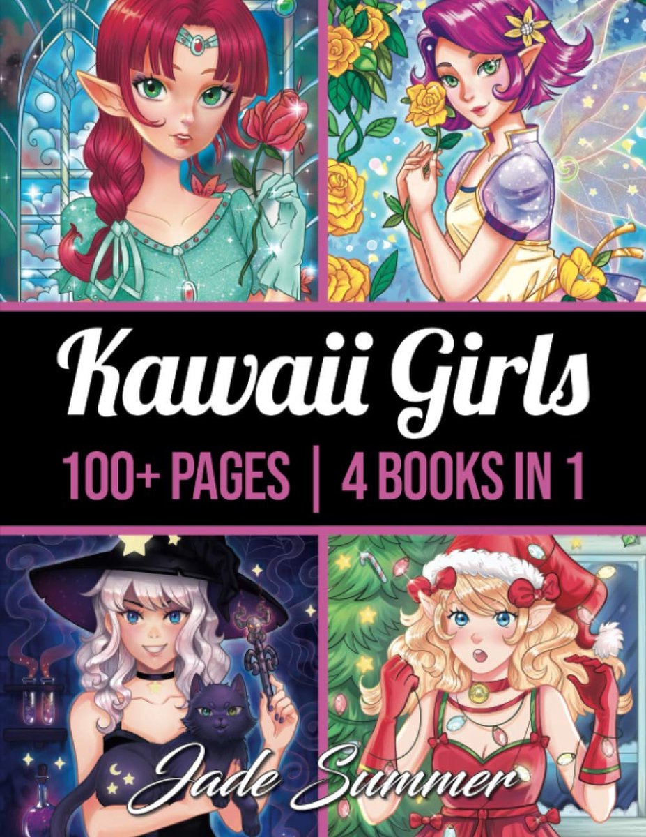 100 Kawaii Girls: An Adult Coloring Book - Jade Summer - Kleurboek voor volwassenen