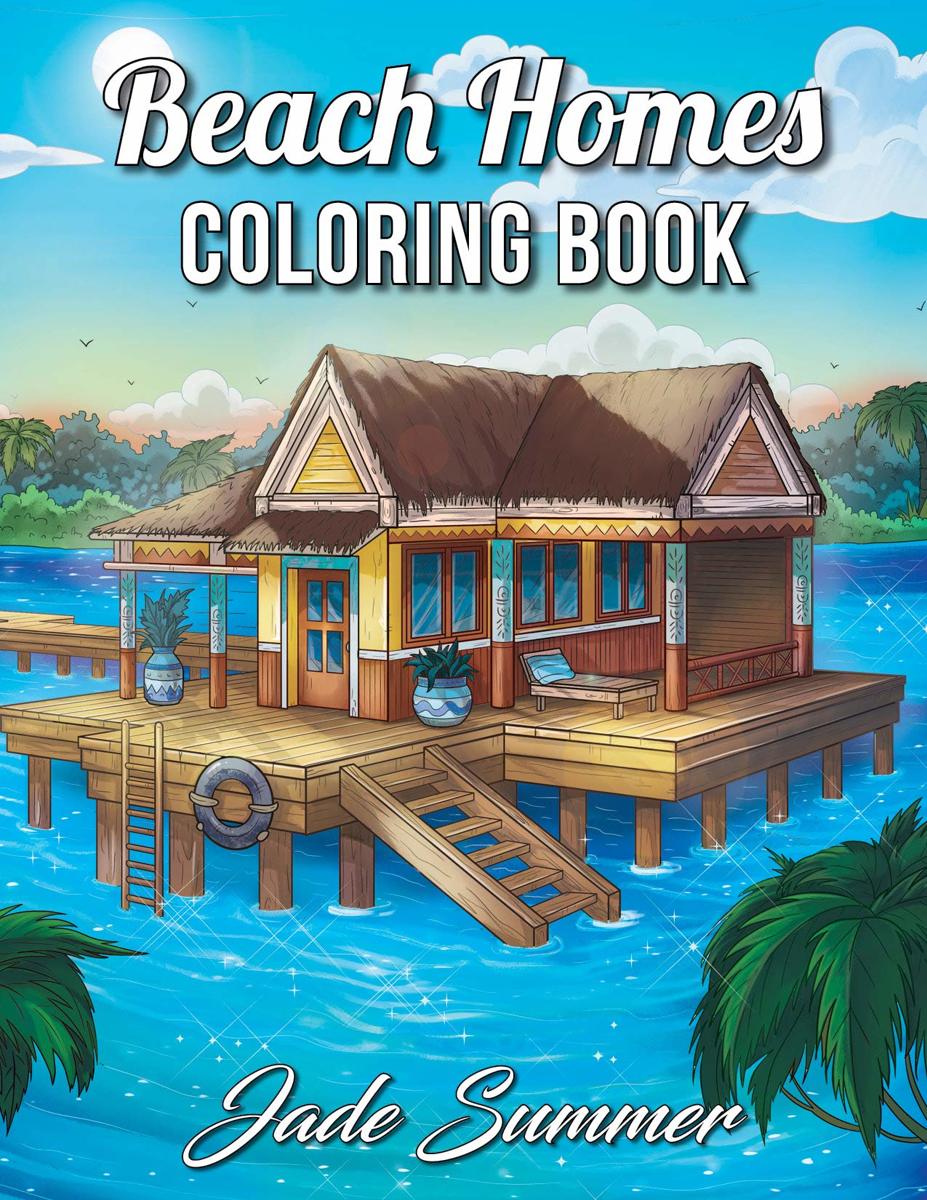 Beach Homes Adult Coloring Book - Jade Summer