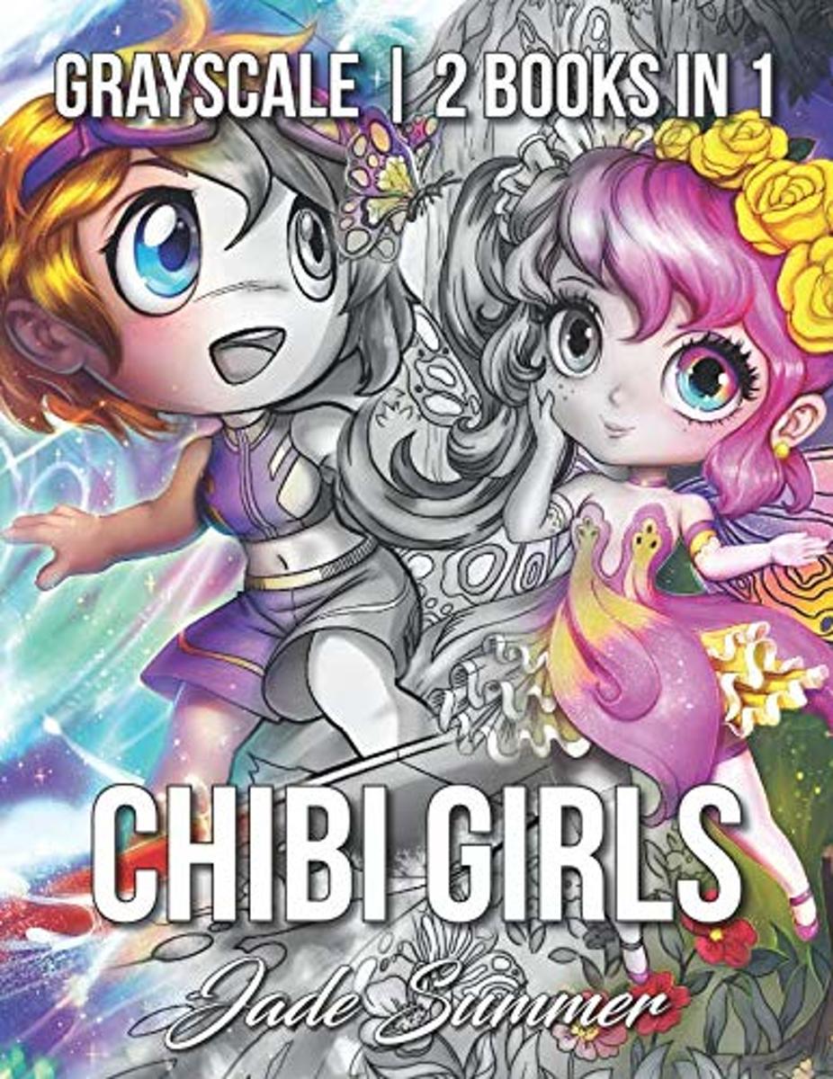 Chibi Girls Grayscale 2 books in 1 - Jade Summer