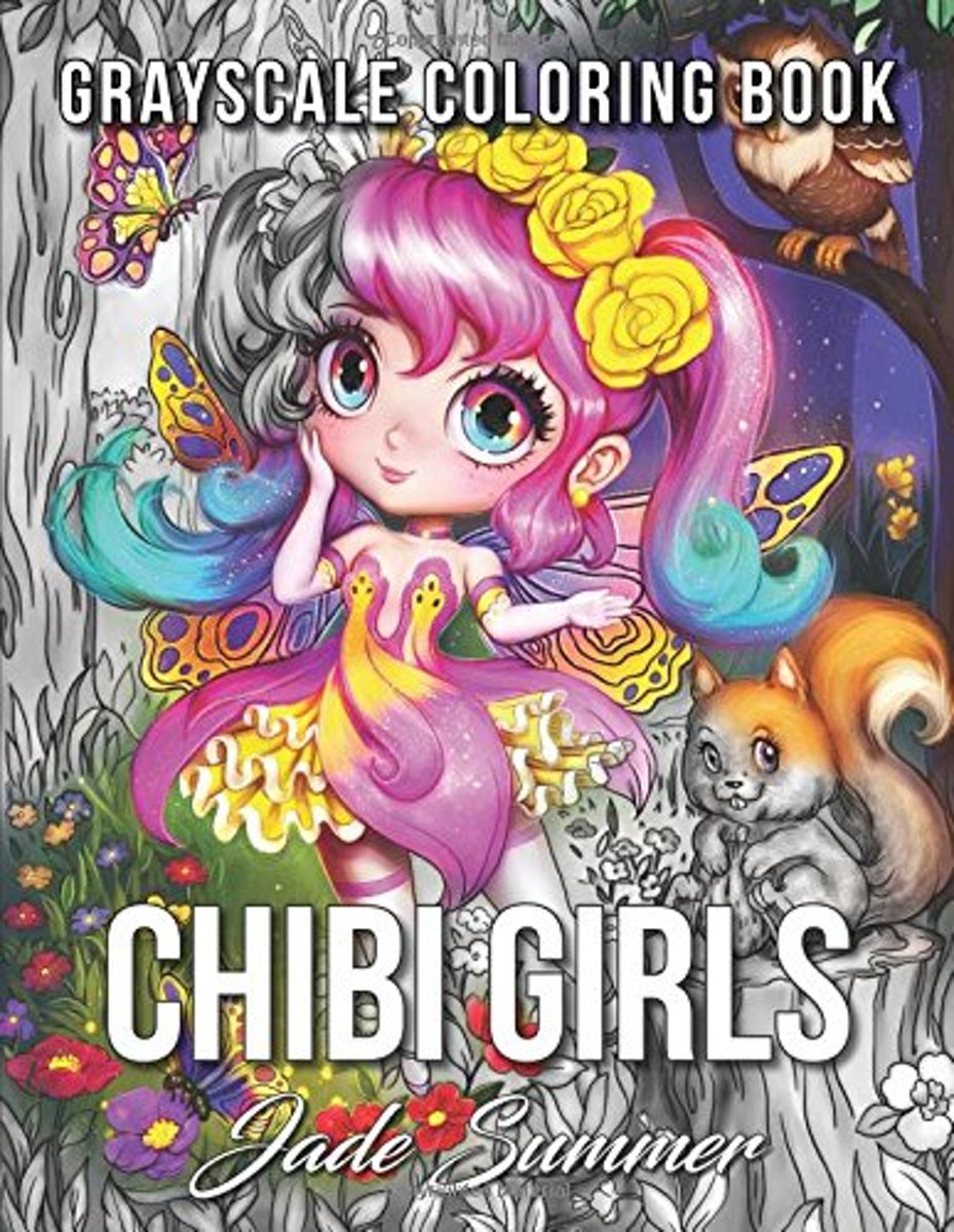 Chibi Girls Grayscale Coloring Book - Jade Summer