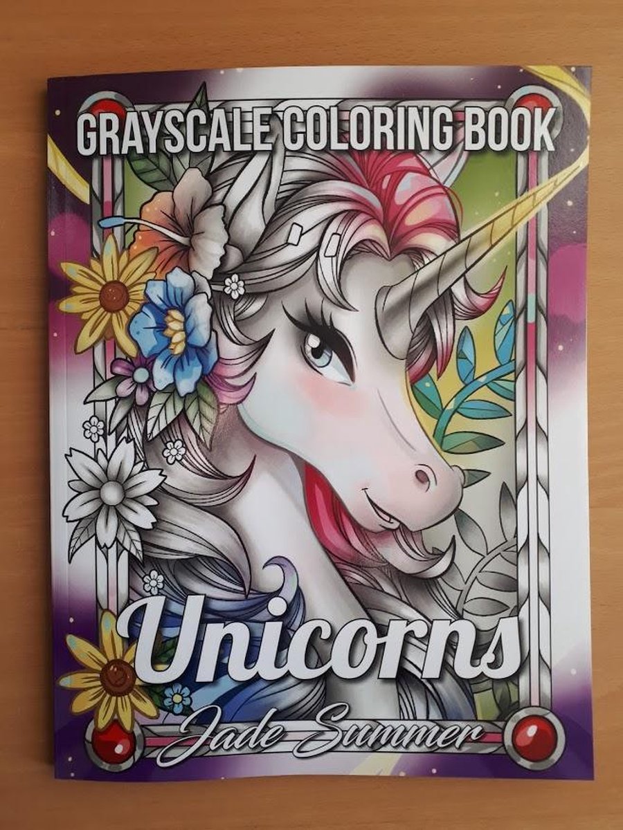 Unicorns Grayscale Coloring Book - Jade Summer