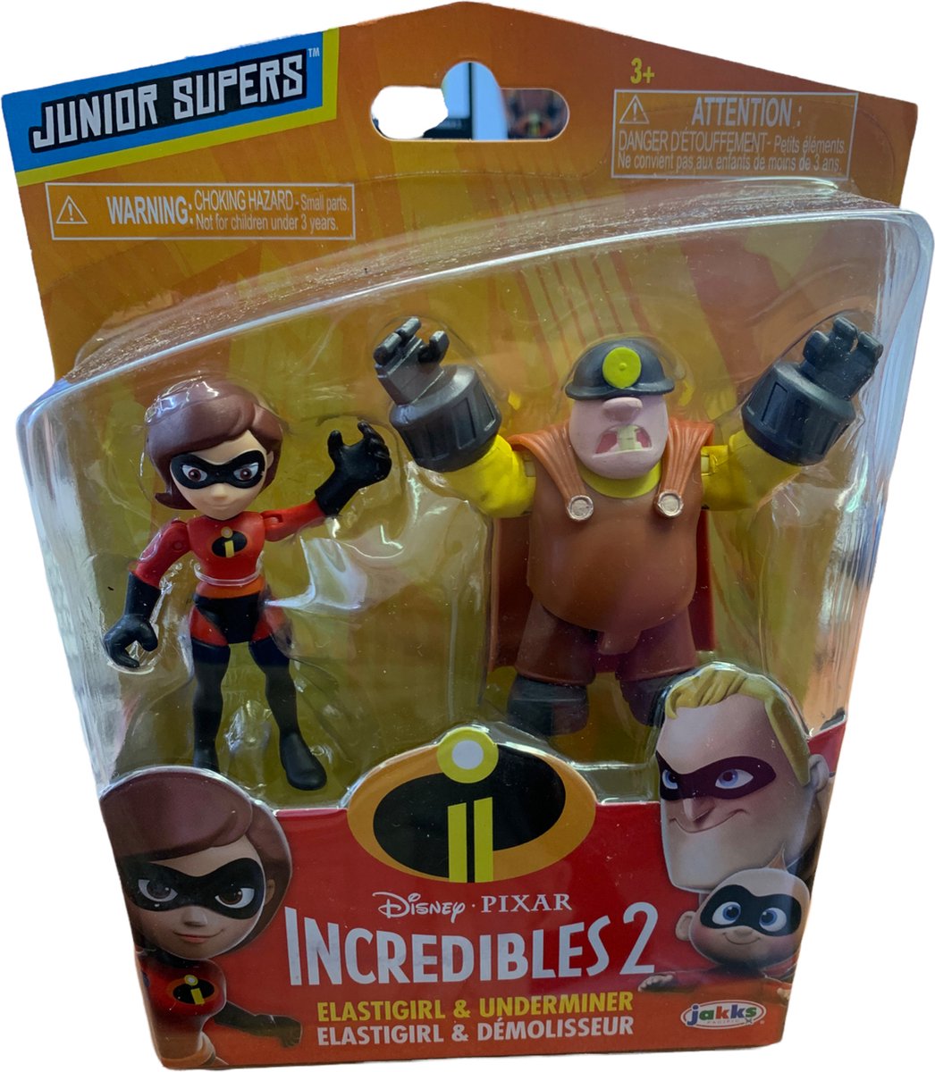 Jakks Pacific Indredibles 2 - Elastgirl en Underminder - 2 figuurtjes - ca 7 cm - Disney