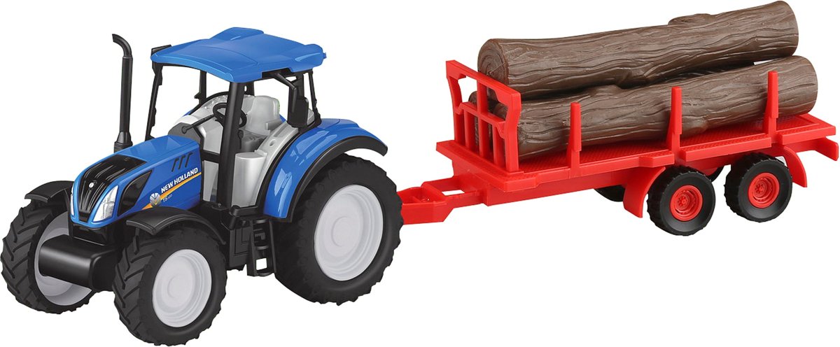 Jamara New Holland Tractor Met Houtkar 35 Cm Blauw