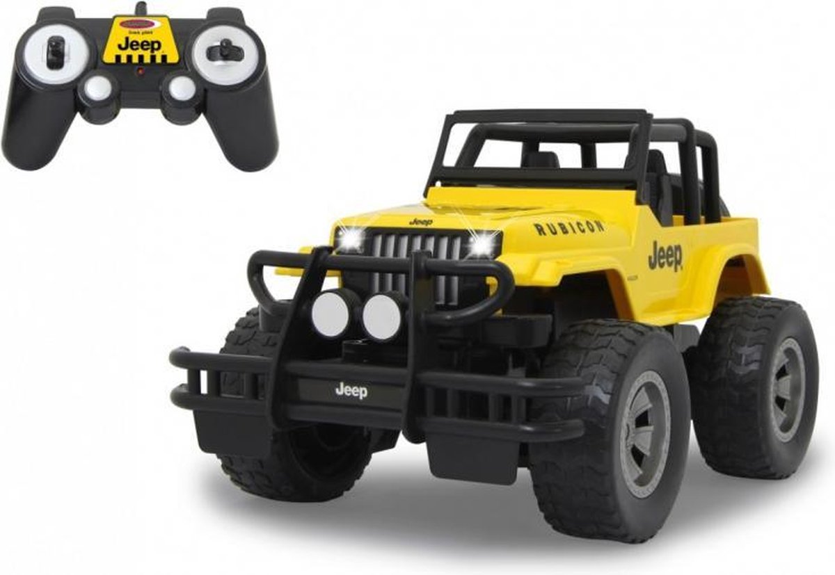 auto Jeep Wrangler RC jongens 1:12 geel/zwart 2-delig